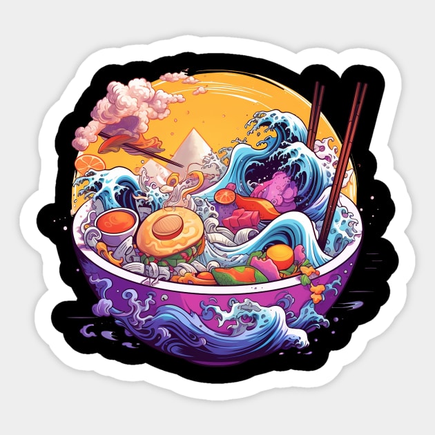 Great Wave Ramen Soup Bowl Sticker by DavidLoblaw